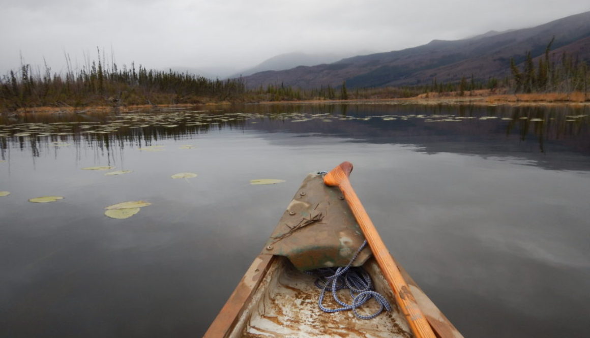 Canoe on wetlands near McQuesten Lake, Yukon