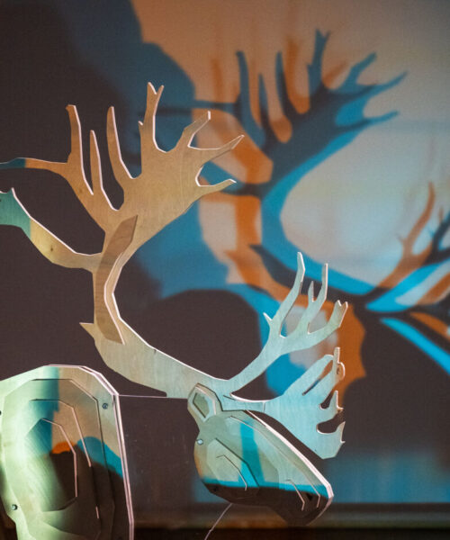 Light and sound at the exhibit bring the caribou to life.